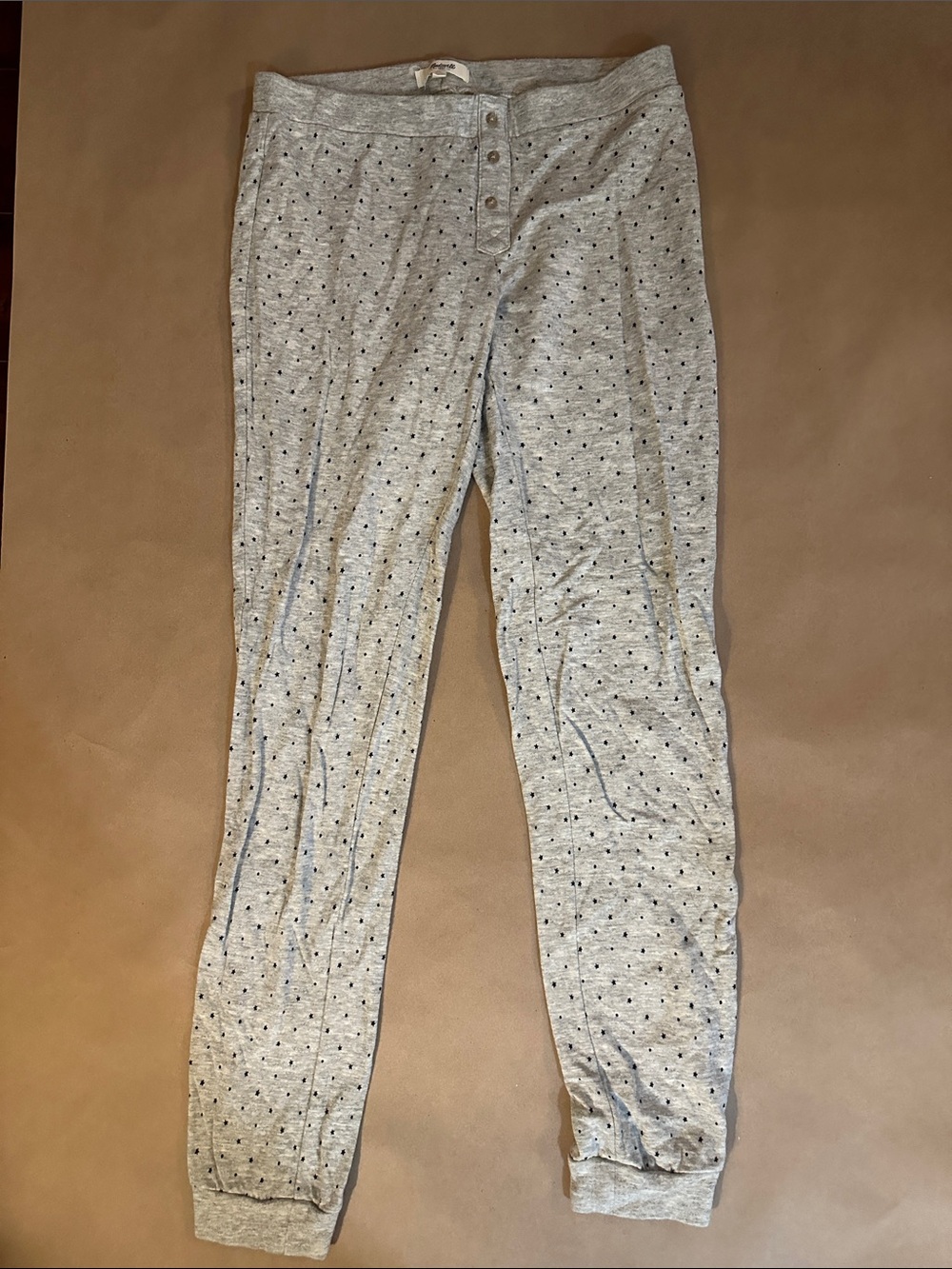 Madewell Heather Gray Joggers with Black Dot Print